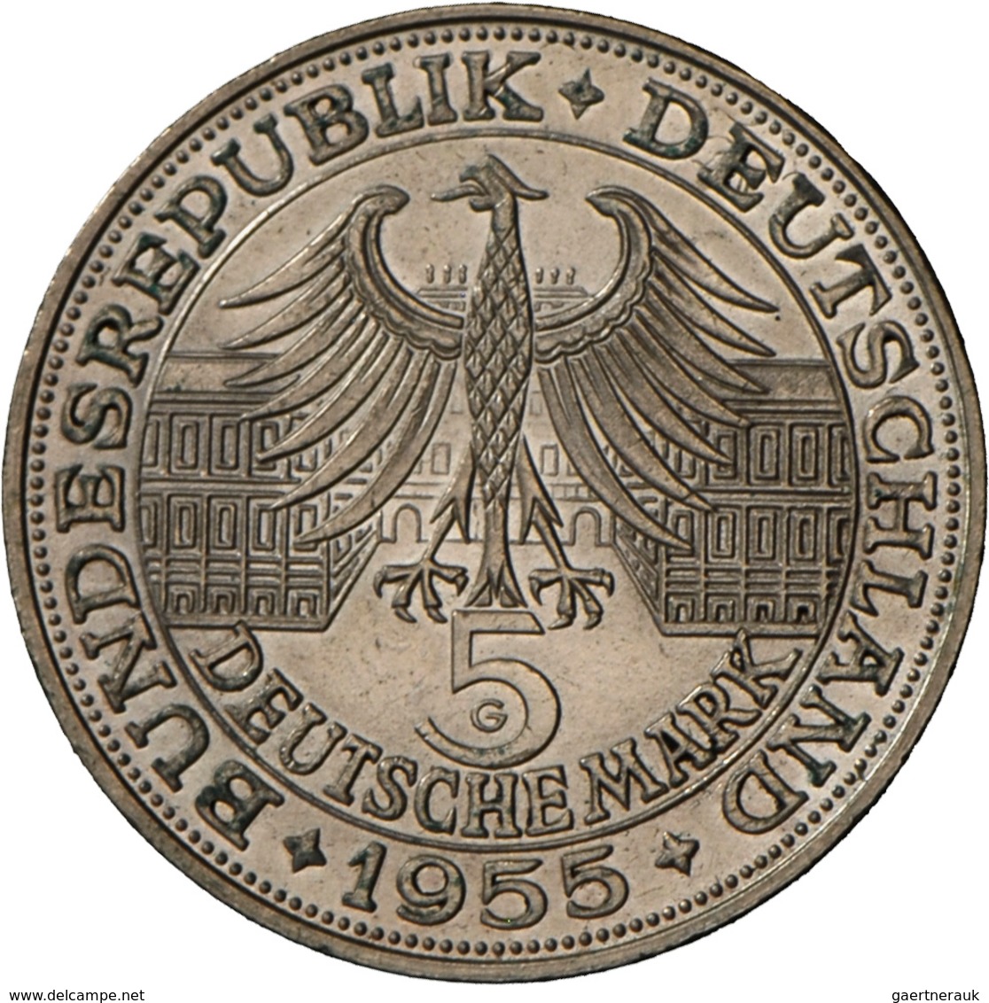 Bundesrepublik Deutschland 1948-2001: 5 DM 1955 G, Markgraf Von Baden, Jaeger 390, Kleine Kratzer, S - Altri & Non Classificati