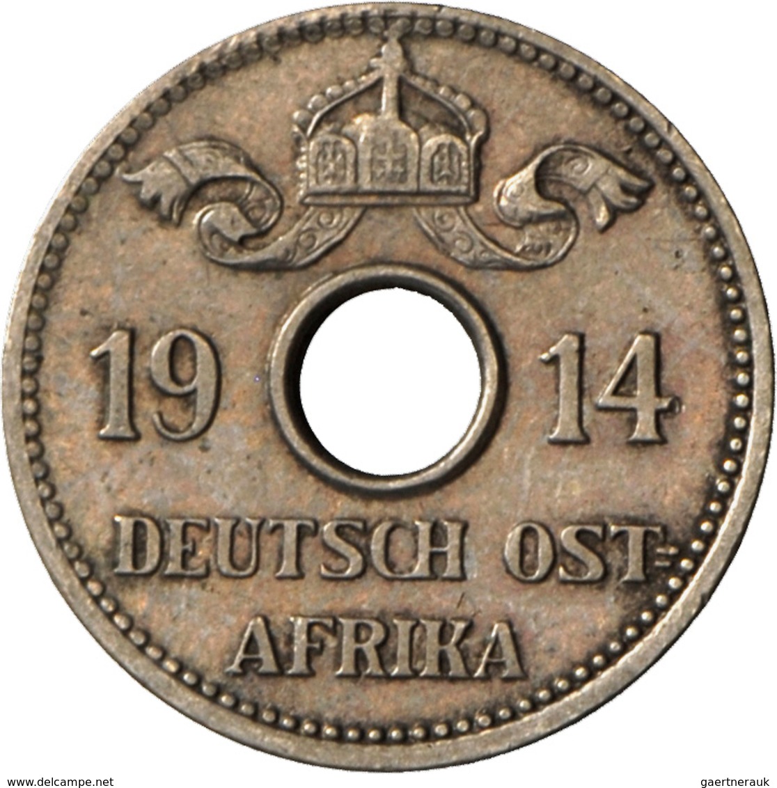 Deutsch-Ostafrika: Wilhelm II. 1888-1918, Deutsch-Ostafrika, Lot 2 Münzen: 5 Heller 1914, Jaeger 718 - Africa Orientale Tedesca