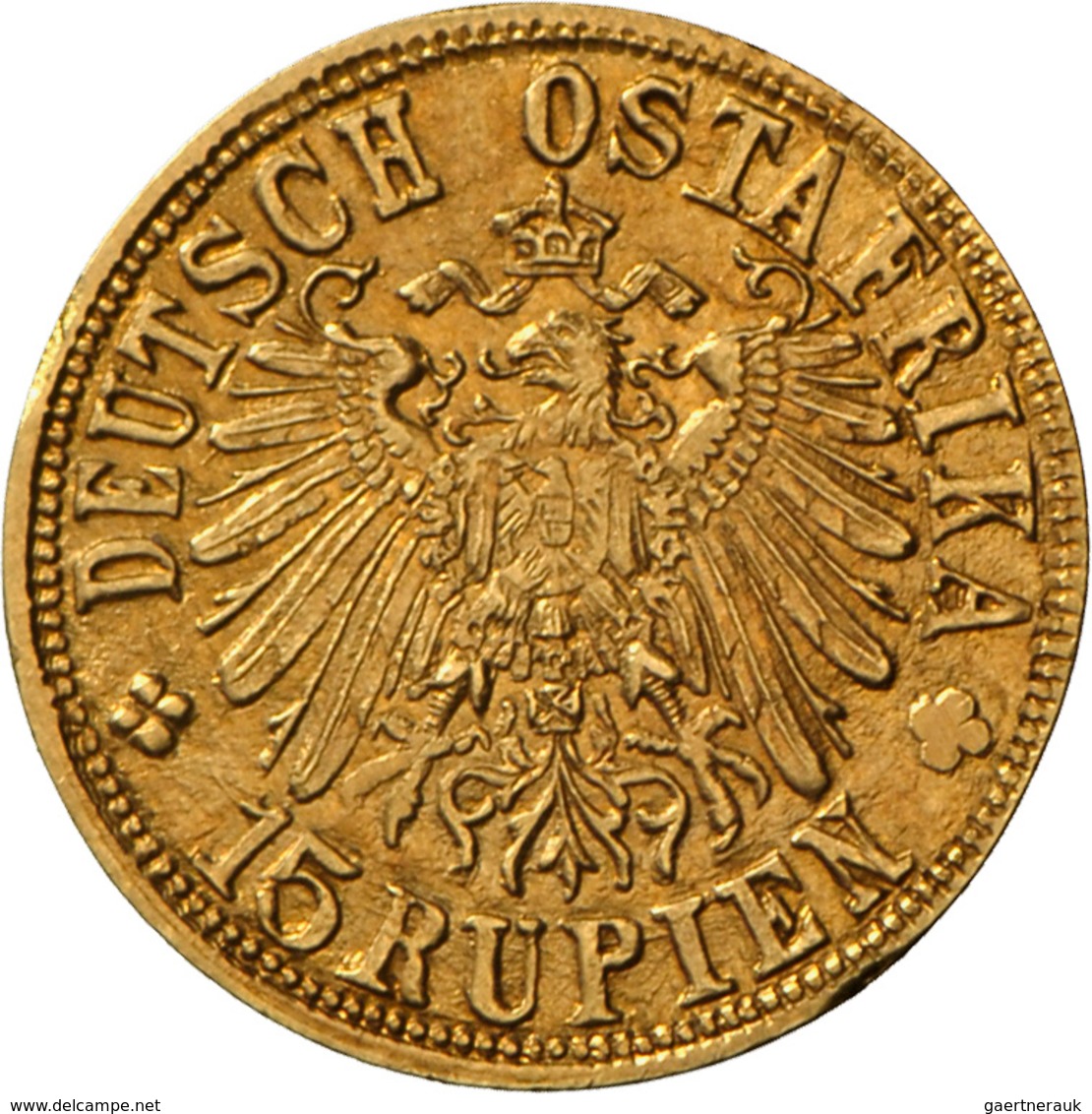 Deutsch-Ostafrika: 15 Rupien 1916 T, Tabora, 7,07 G. 900/1000 Gold, Geprägt Mit Gold Aus Der Sekenke - German East Africa