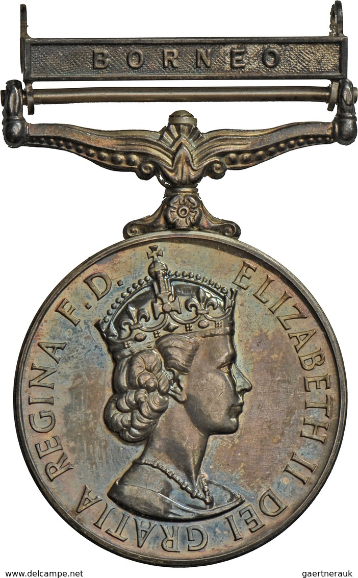 Medaillen Alle Welt: BORNEO: Elizabeth II. 1952-,: Campaign Service Medal, Royal Navy, 41 G. 36,5 Mm - Sin Clasificación