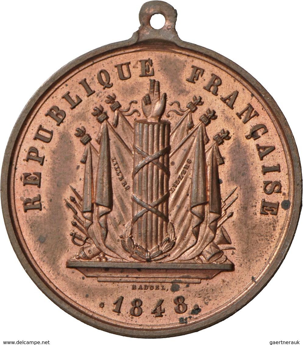 Medaillen Alle Welt: Frankreich, Zweite Republik 1848-1851: Tragbare Bronze Medaille 1848 Von Baduel - Sin Clasificación