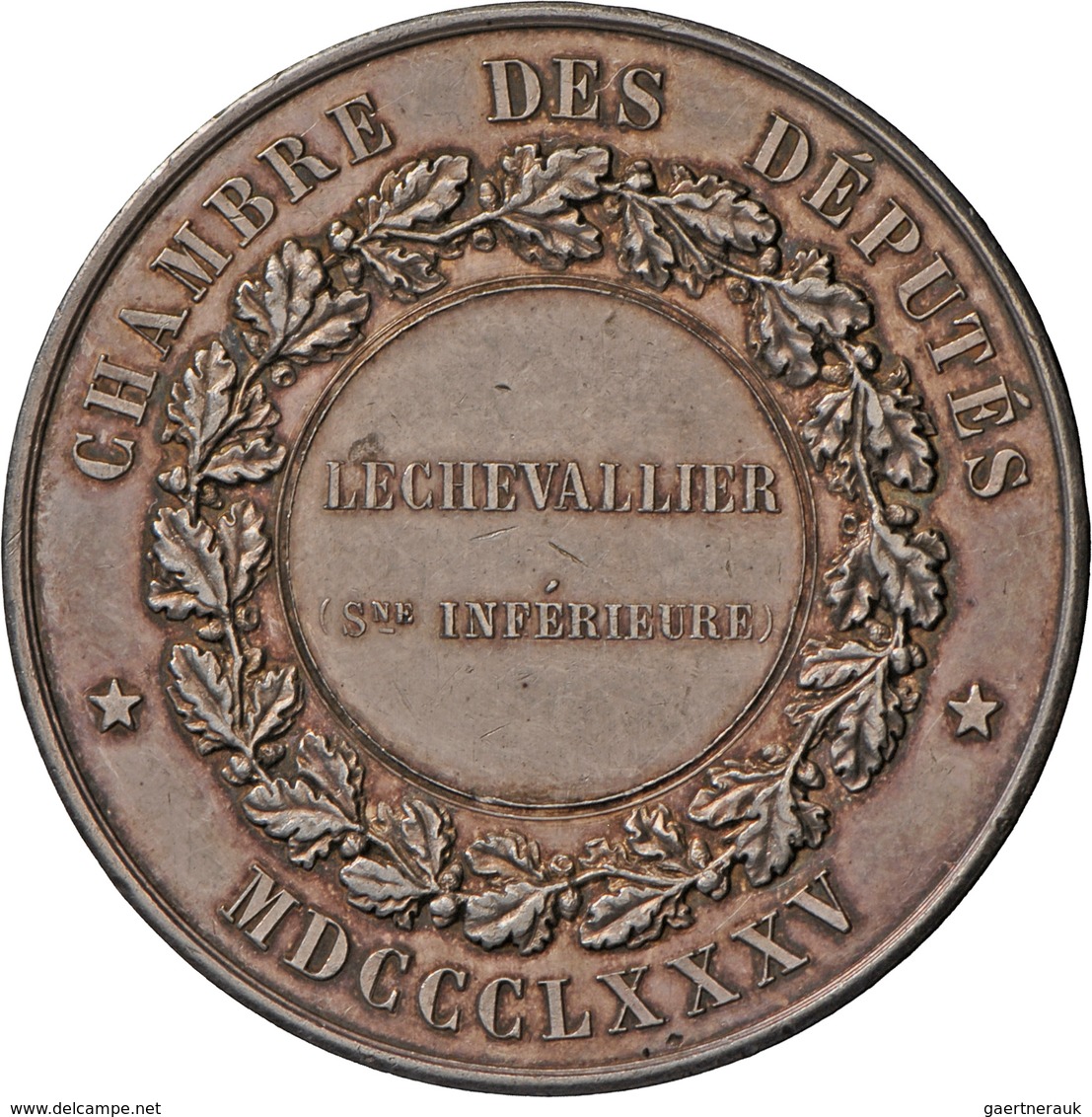 Medaillen Alle Welt: Frankreich: Silbermedaille 1885 (von Gayrard), Preismedaille Der Abgeordnetenka - Sin Clasificación