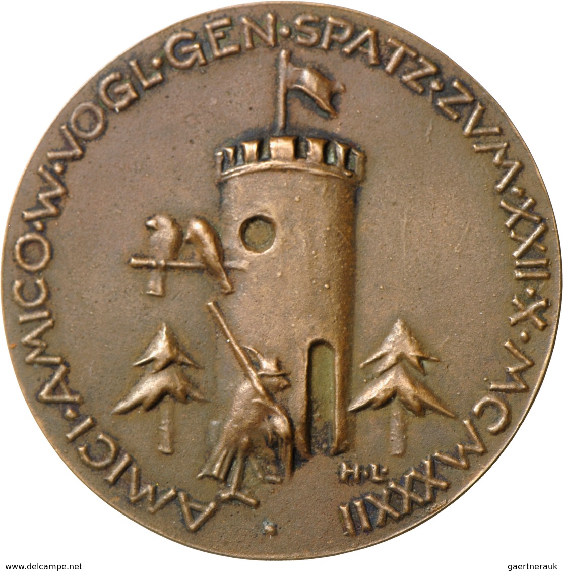 Medaillen Deutschland: Bronzemedaille 1932 Signiert Mit H.L., Freunde Der Vogelgenossenschaft Spatz - Otros & Sin Clasificación