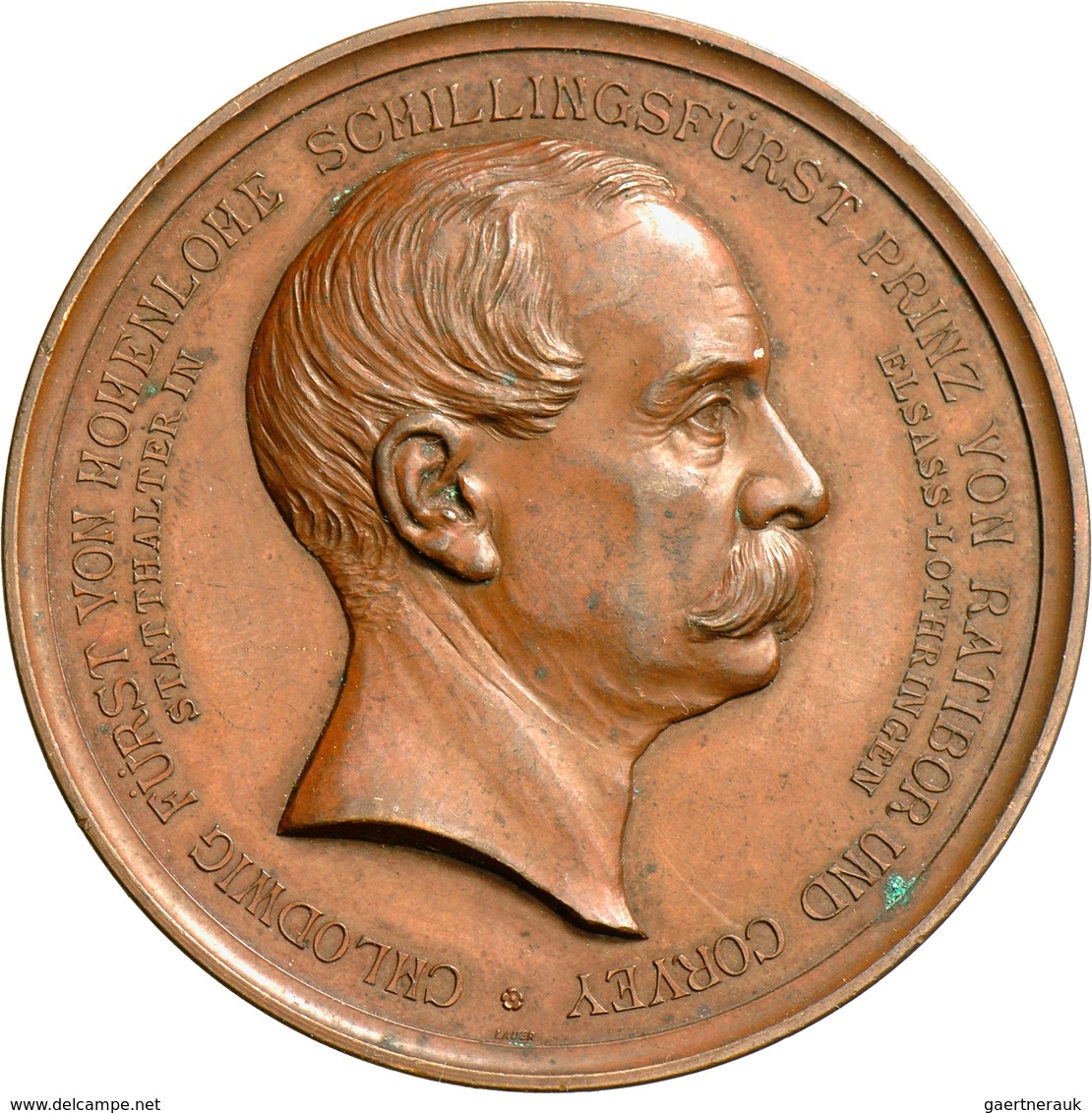 Medaillen Deutschland: Hohenlohe-Schillingsfürst, Chlodwig 1845-1901: Bronzemedaille 1889. Av: Kopf - Autres & Non Classés