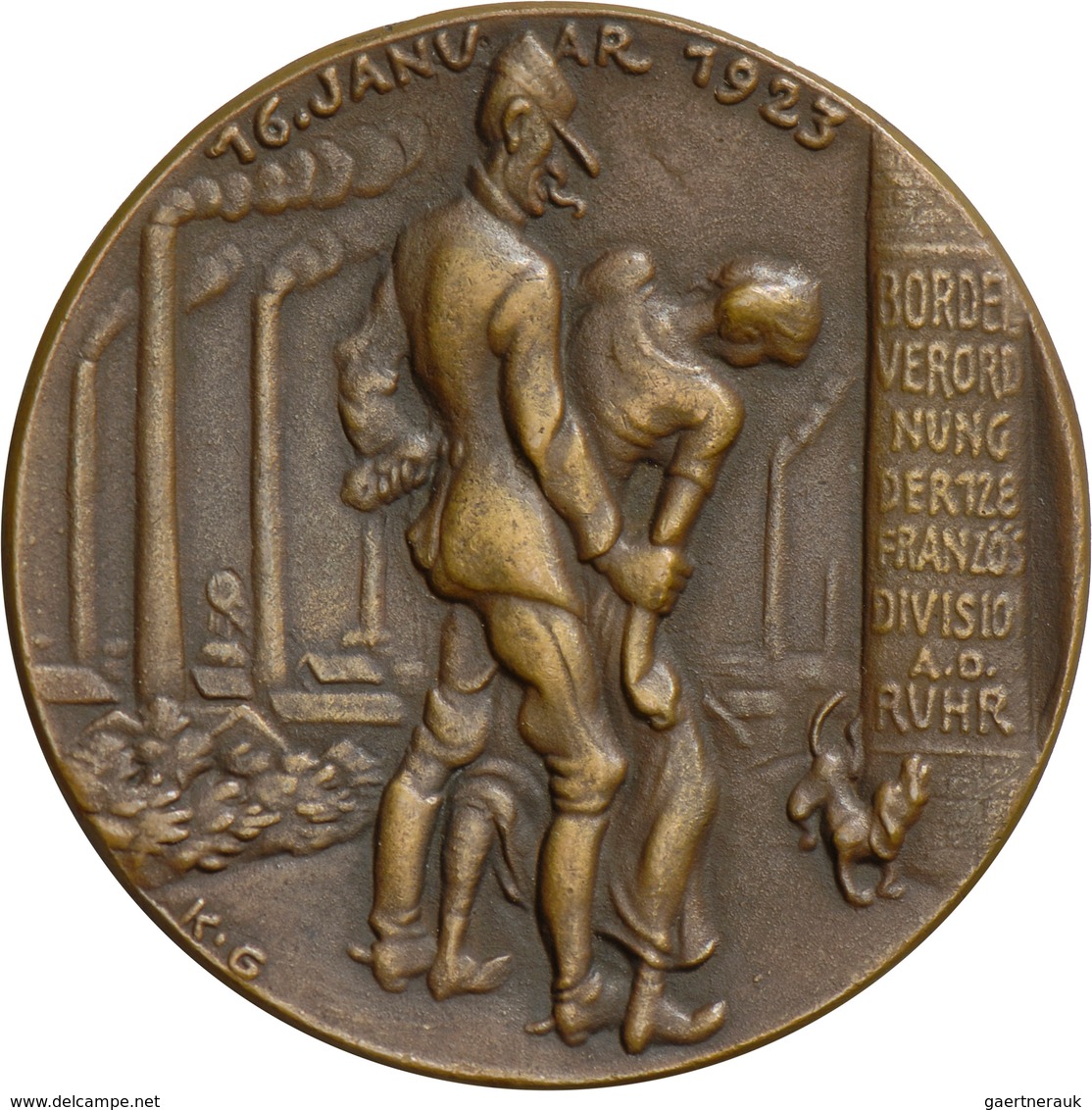 Medaillen Deutschland: Medailleur Karl Goetz 1875-1950: Bronzemedaille 1923, Auf Die Französische Bo - Autres & Non Classés