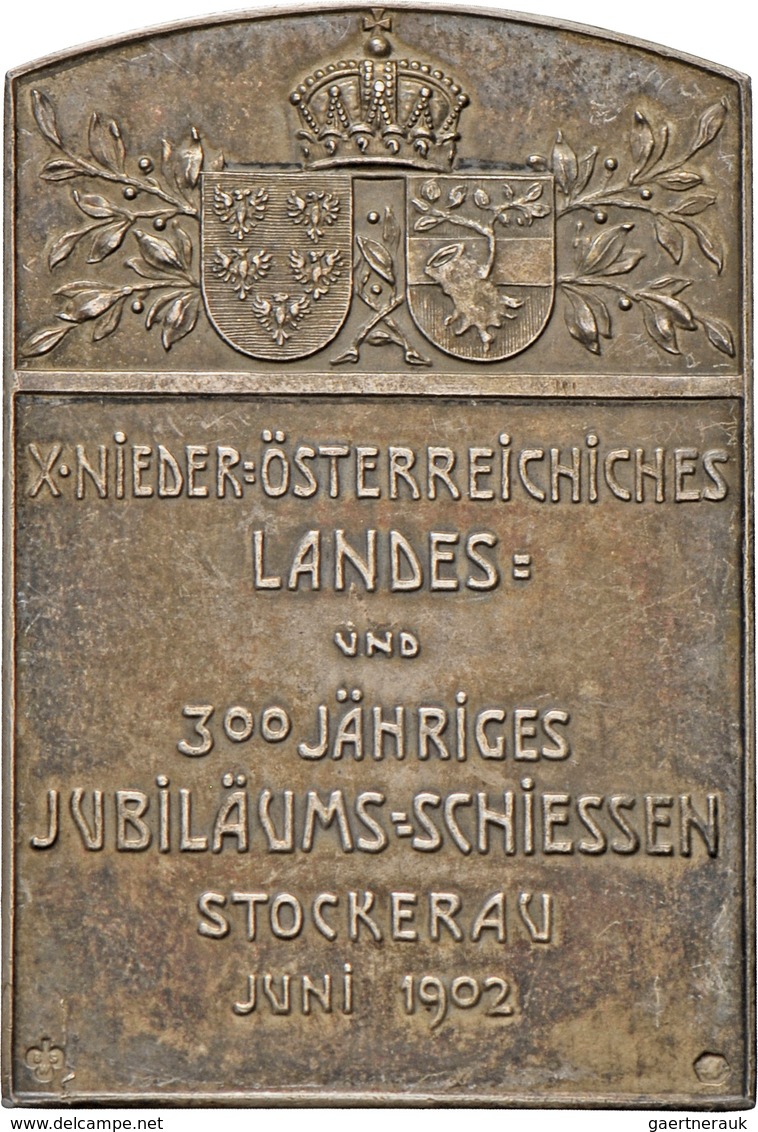 Medaillen Deutschland: Stockerau: Franz Joseph I. 1848-1916: Ag Plakette 1902 Auf Das X. Niederöster - Altri & Non Classificati