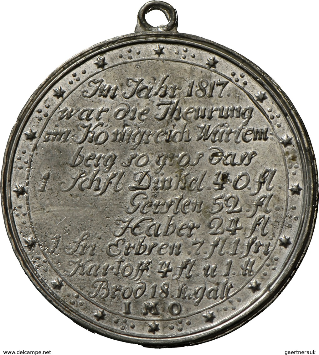 Medaillen Deutschland: Württemberg, Wilhelm I. 1816-1864: Lot 2 Stück; Tragbare Zinnmedaille 1817 Au - Other & Unclassified