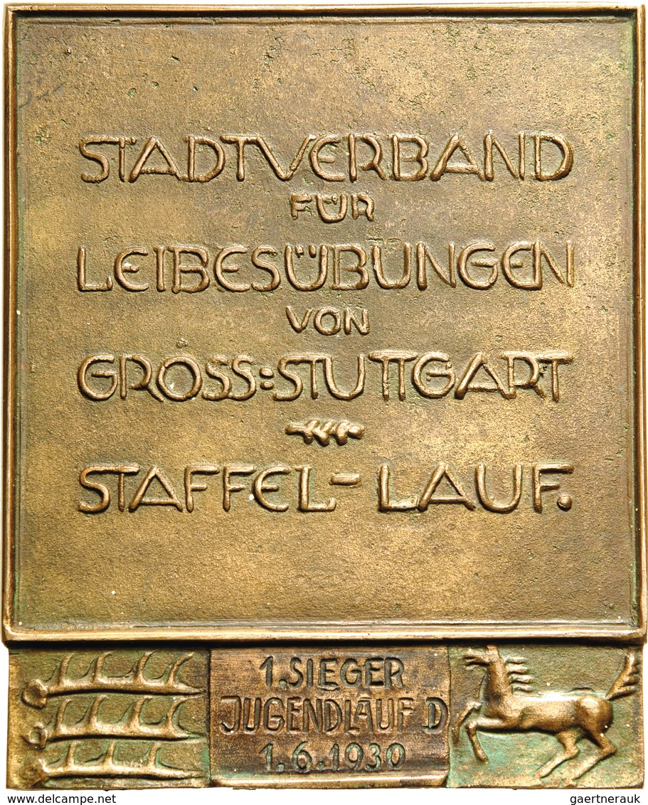 Medaillen Deutschland - Geographisch: Stuttgart: Bronzeplakette 1930, Preismedaille Des Stadtverband - Andere & Zonder Classificatie