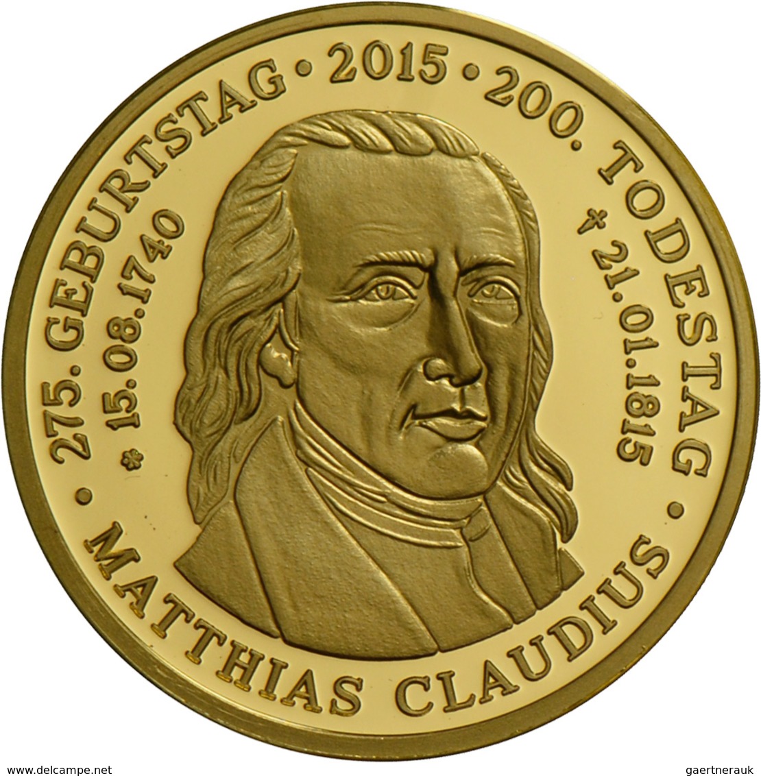 Medaillen Deutschland - Personen: Goldmedaille Auf Den 200. Todestag Und 275. Geburtstag Des Dichter - Altri & Non Classificati