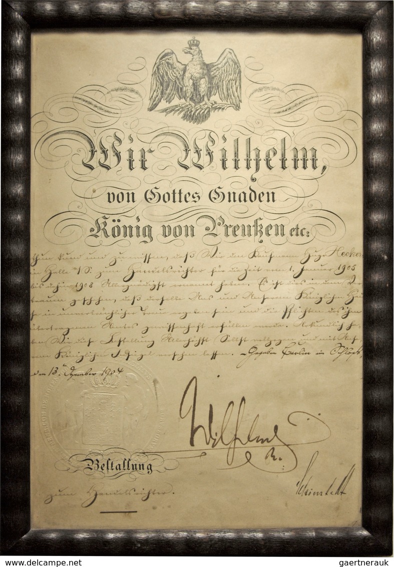 Varia, Sonstiges: Deutsches Kaiserreich, Wilhelm II. 1888-1918: Bestallungsurkunde Vom 13.09.1904, U - Altri & Non Classificati
