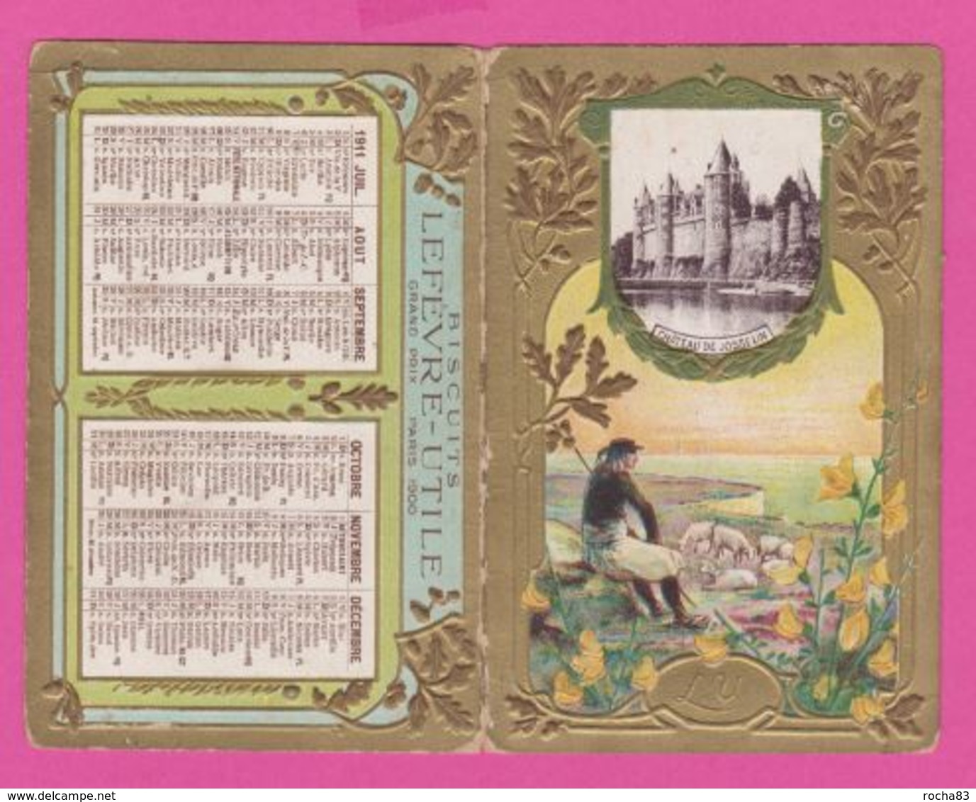 PUB LU - LEFEVRE UTILE - Calendrier , Chromo - Chateau De JOSSELIN 1911  2 Volets  Complet - Lu