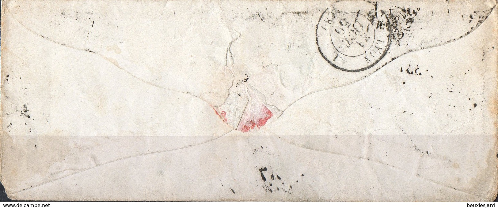 ANCIENNE ENVELOPPE NAPOLEON N 14 DE TARARE POUR LYON M PATALOS LSC 1859 !!!!!!!!! - 1853-1860 Napoléon III