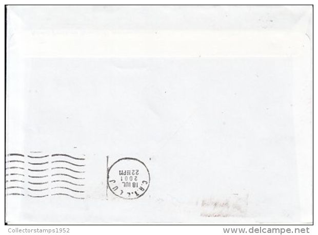 71212- GAS COMPANY, CLUJ NAPOCA, AMOUNT 5000, RED MACHINE STAMPS ON REGISTERED COVER, 2001, ROMANIA - Covers & Documents