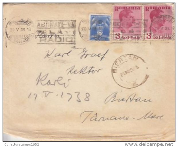 71230- AVIATION, KING CHARLES 2ND, STAMPS ON COVER, 1938, ROMANIA - Covers & Documents