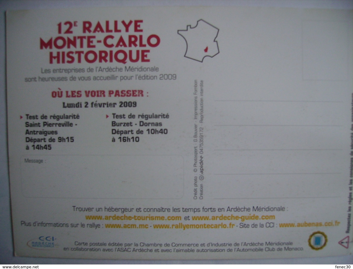 12 Rallye Monte Carlo Historique 2009 Les Entreprises De L'Ardeche - Other & Unclassified