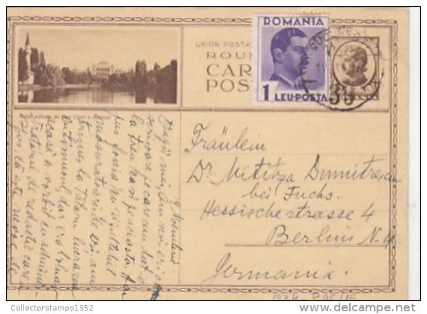 71233- BUCHAREST CAROL PARC, KING CHARLES 2ND, POSTCARD STATIONERY, KING CHARLES 2ND STAMP, 1939, ROMANIA - Storia Postale
