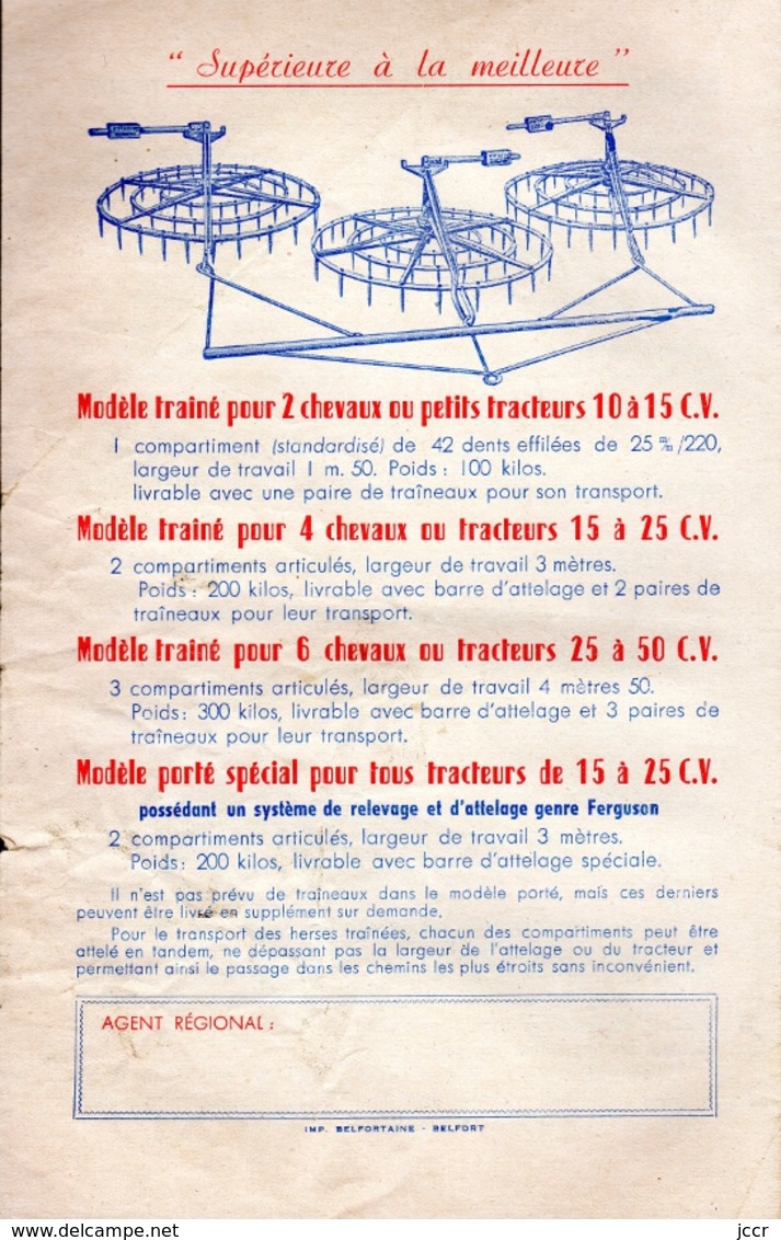 La Herse Rotative Querry - Dépliant Publicitaire - 1950 - Supplies And Equipment