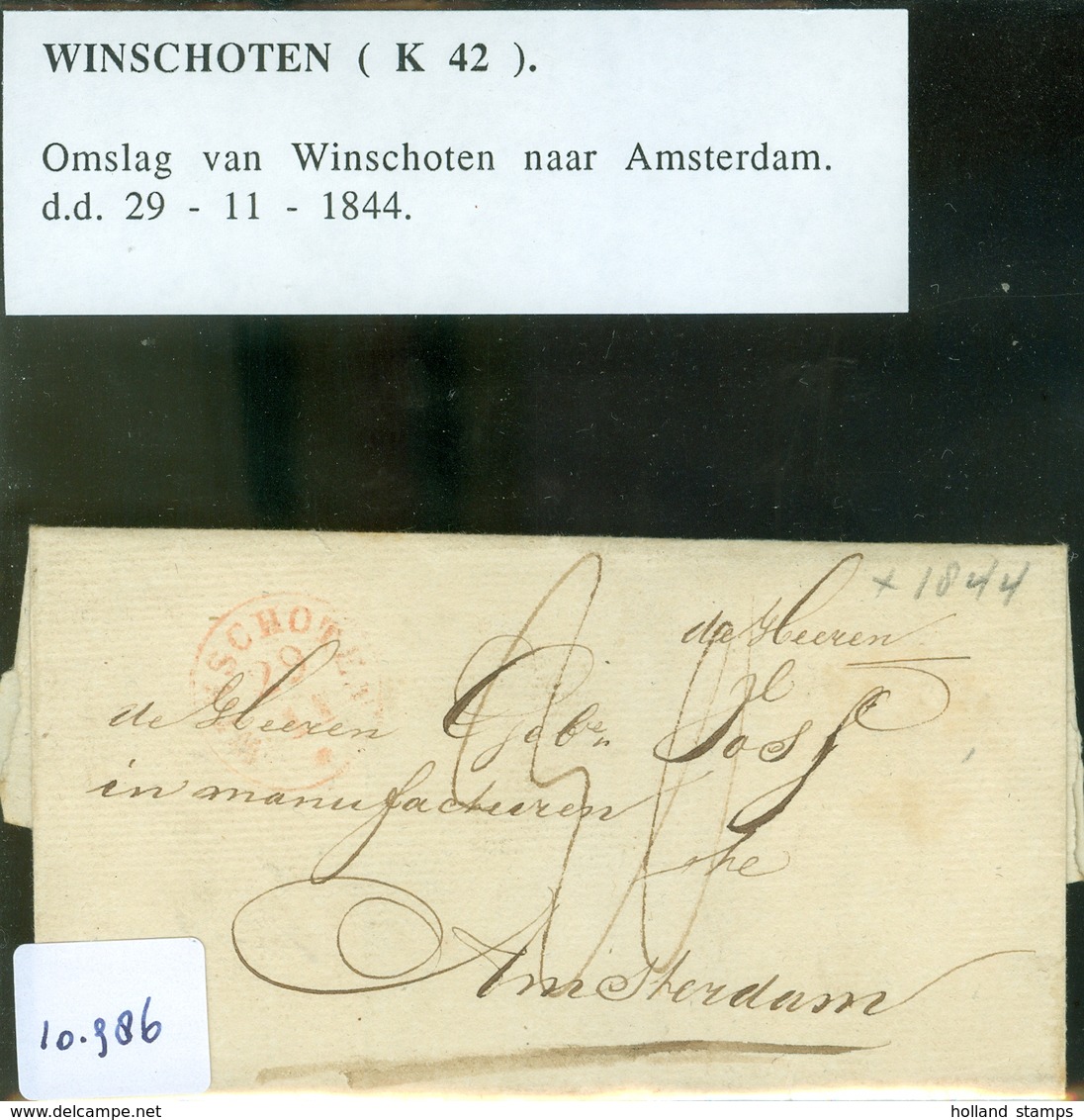 BRIEFOMSLAG Uit 1844 Gelopen Van WINSCHOTEN Naar AMSTERDAM   (10.986) - ...-1852 Prephilately