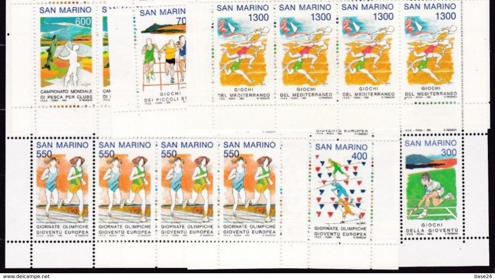 1993 San Marino Saint Marin AVVENIMENTI SPORTIVI GIOVENTU', SPORTS EVENTS 20 Serie Di 6v. In Fogli MNH** Minisheets - Nuovi