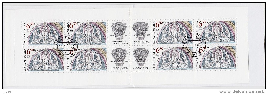 Feuillet 2003 De 8 Timbres + 4 Coupons YT C 344 Tympan Basilique Brno / Booklet Michel MH 109 (370) - Used Stamps