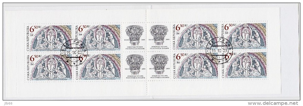 Feuillet 2003 De 8 Timbres + 4 Coupons YT C 344 Tympan Basilique Brno / Booklet Michel MH 109 (370) - Oblitérés