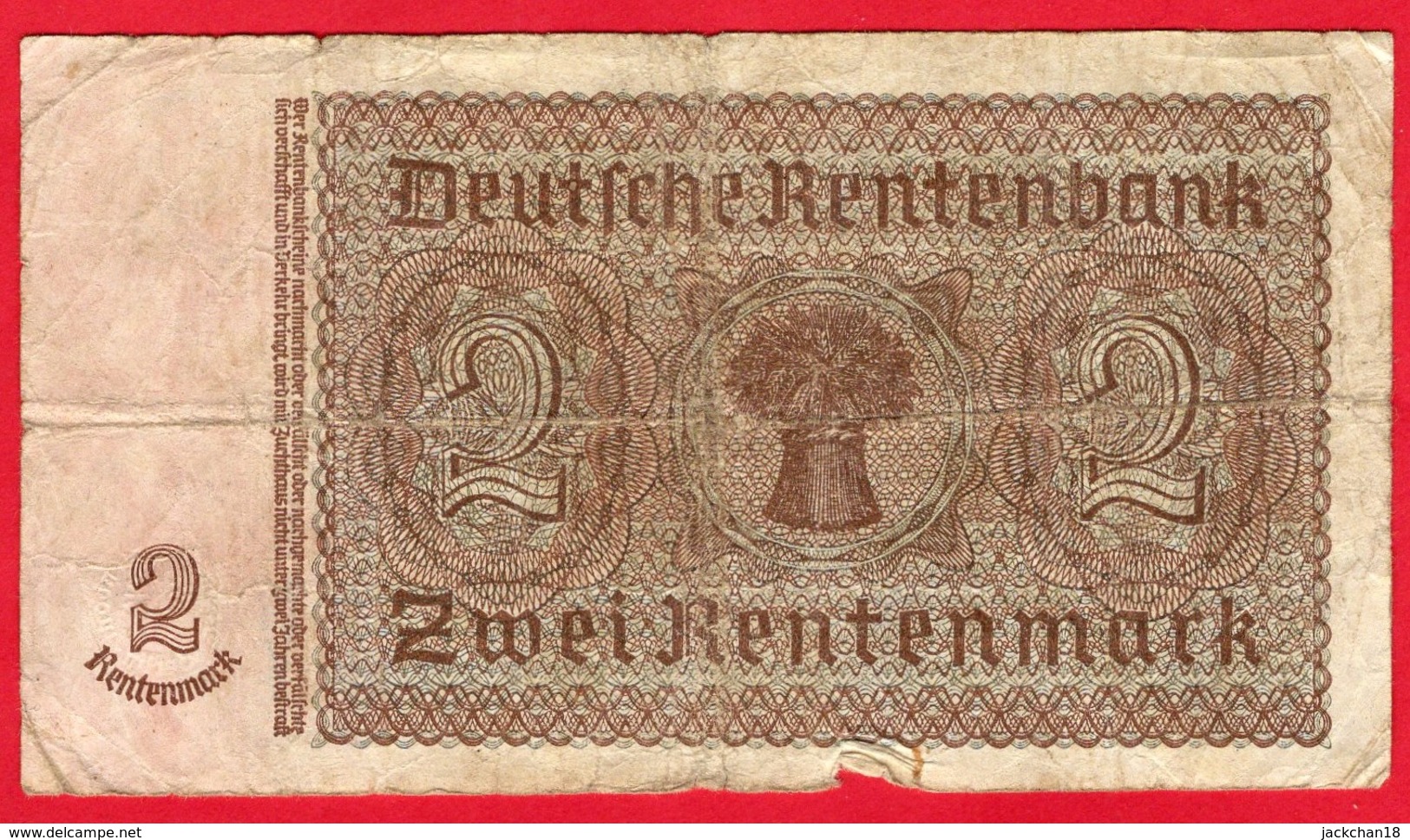 -- BILLET DE 2 RENTENMARK - E. 82534960 - - 2 Rentenmark