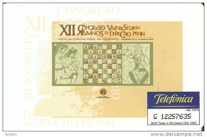 P-427 TARJETA DE ESPAÑA DE AJEDREZ  DE TIRADA 5000 (CHESE) - Jeux