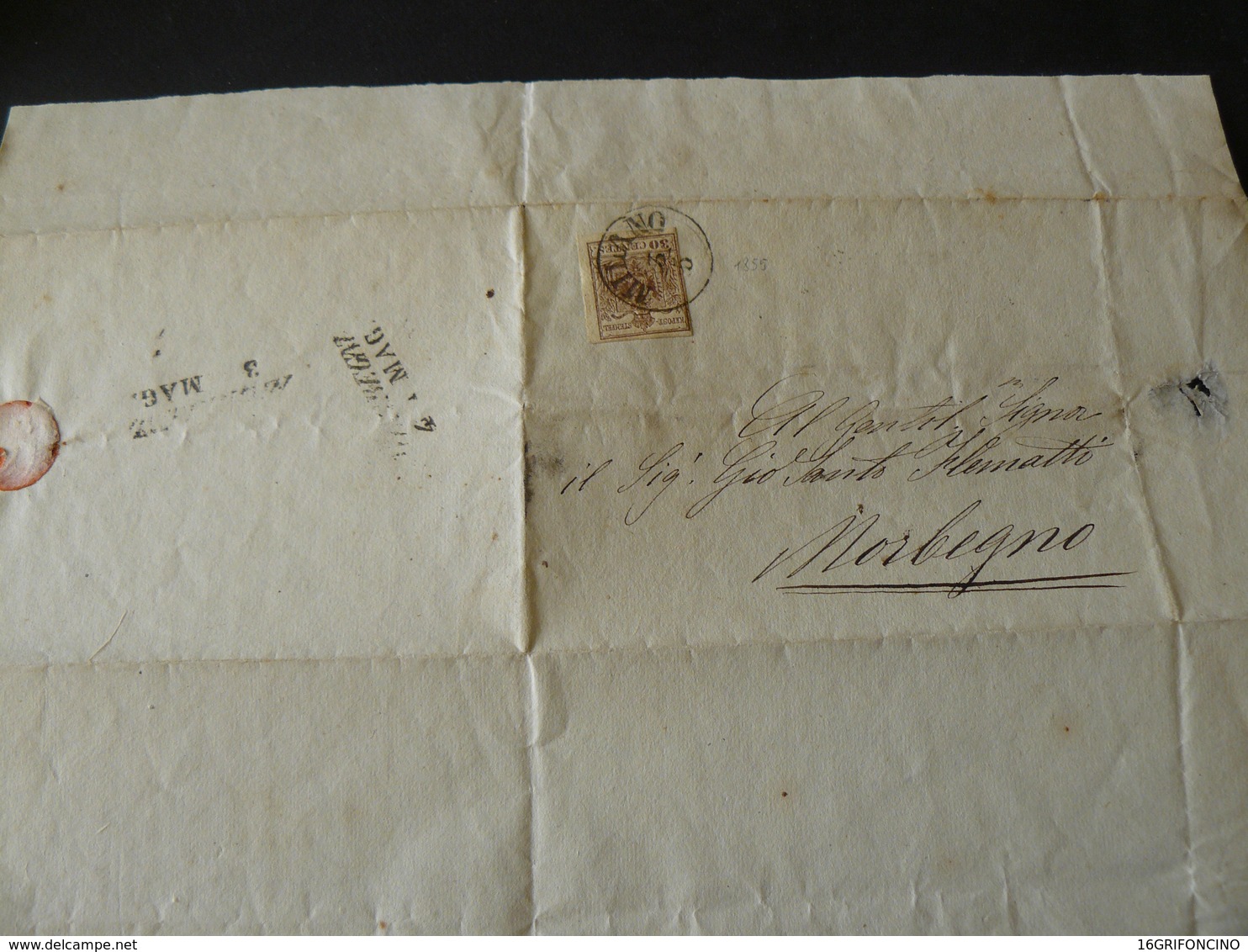 1856  ANCIENT AND VERY BEAUTIFUL LETTER WITH 30 CENTESIMI ..//..BELLA LETTERA CON FRANCOBOLLO 30 CENTESIMI - Lombardo-Veneto