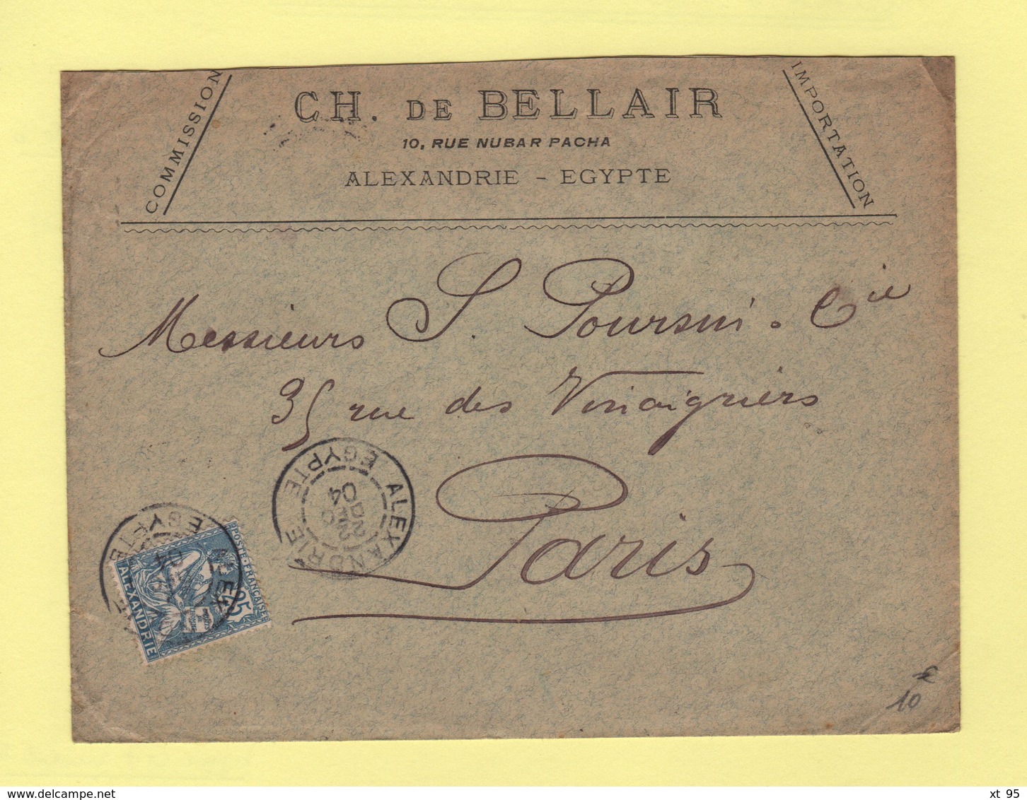 Alexandrie - Egypte - 22 Dec 1904 - Destination France - Mouchon - Lettres & Documents