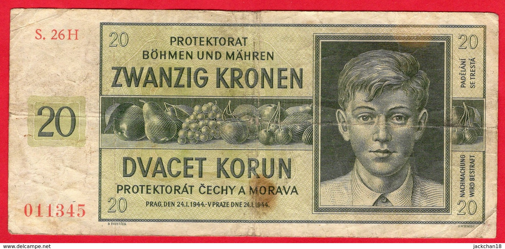 -- PROTECTORAT BÔHEME MOLDAVIE - BILLET De 20 KORUN -- - Otros & Sin Clasificación