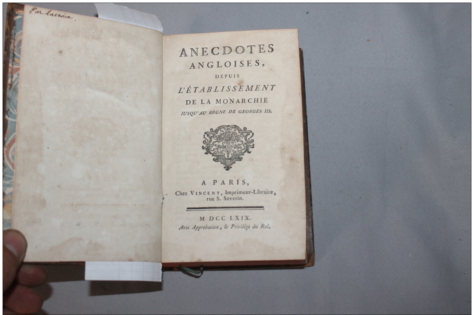 Anecdotes Anglaises Depuis L'établissement De La Monarchie 1769 - 1701-1800