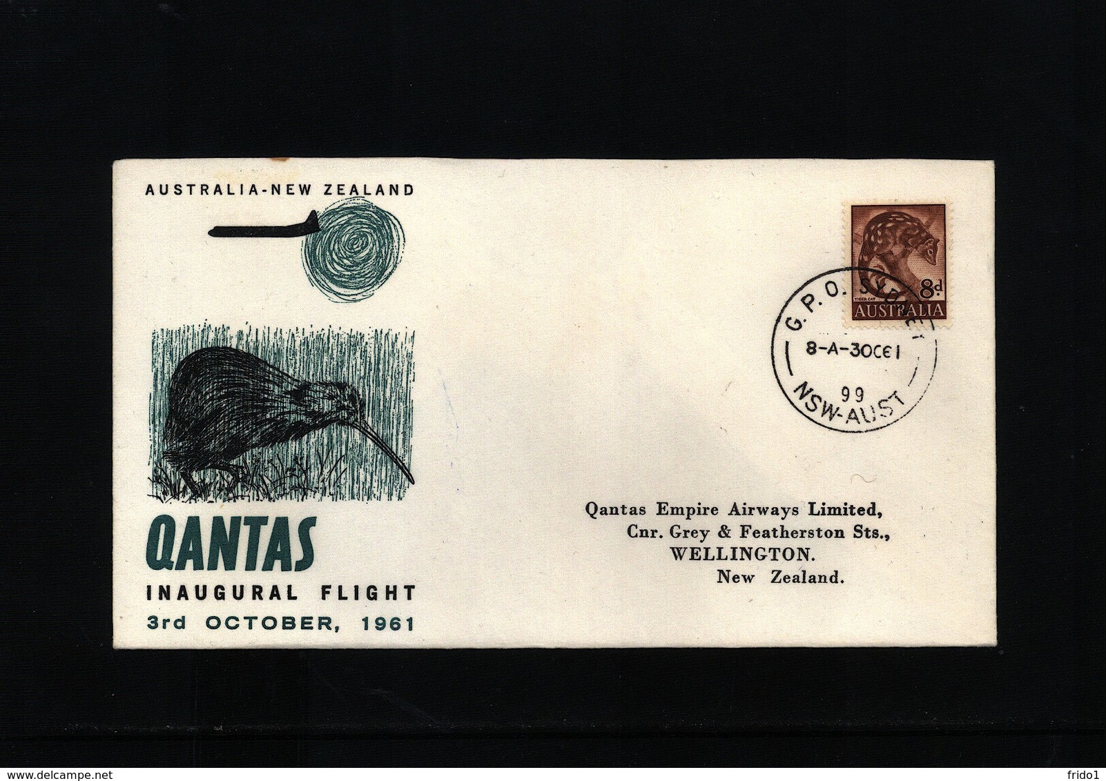 Australia 1961 Qantas Flight  Australia - New Zealand - First Flight Covers