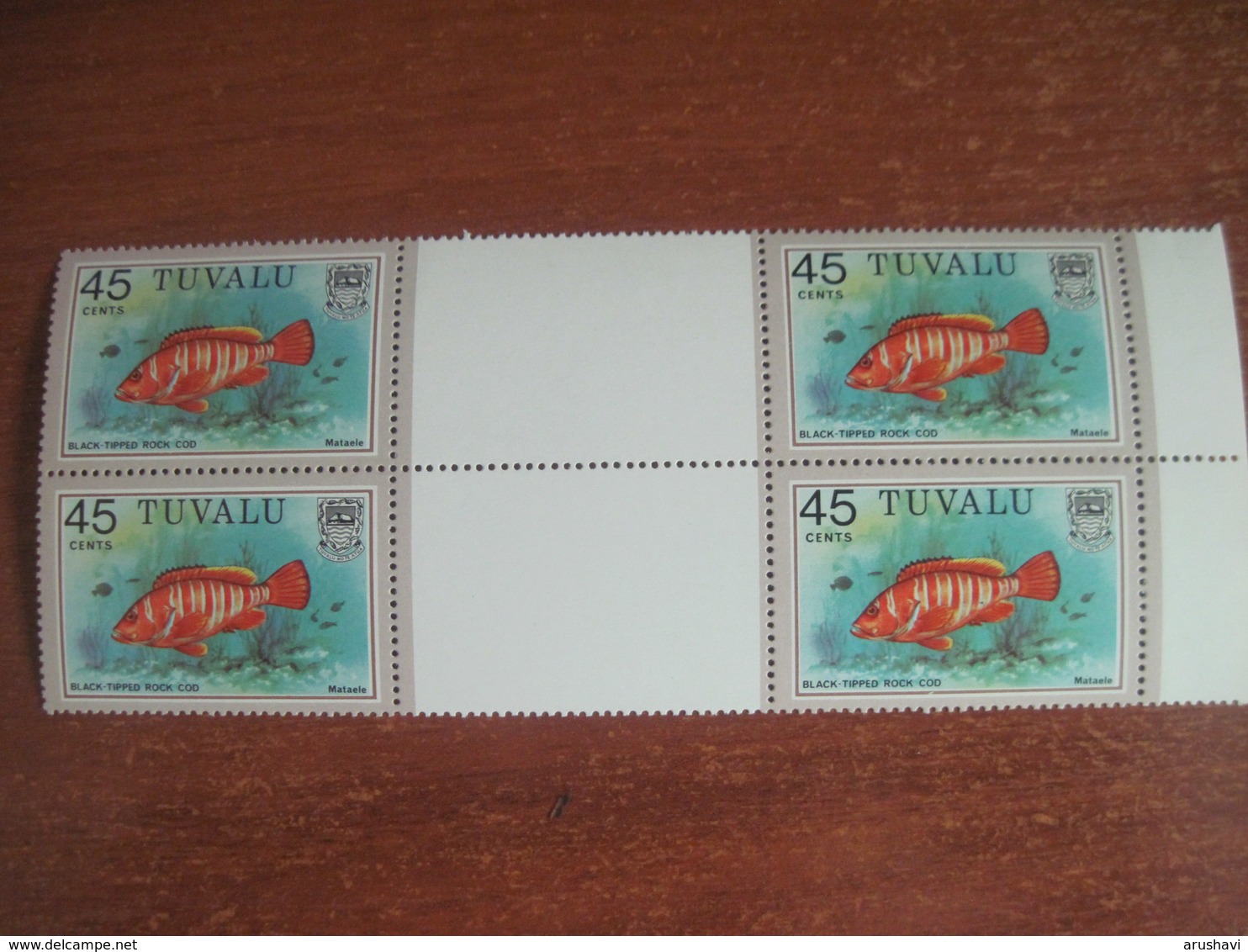 Tuvalu 1981 Fishes Rock Cod  Sea Fauna Block Of 4   MNH - Tuvalu