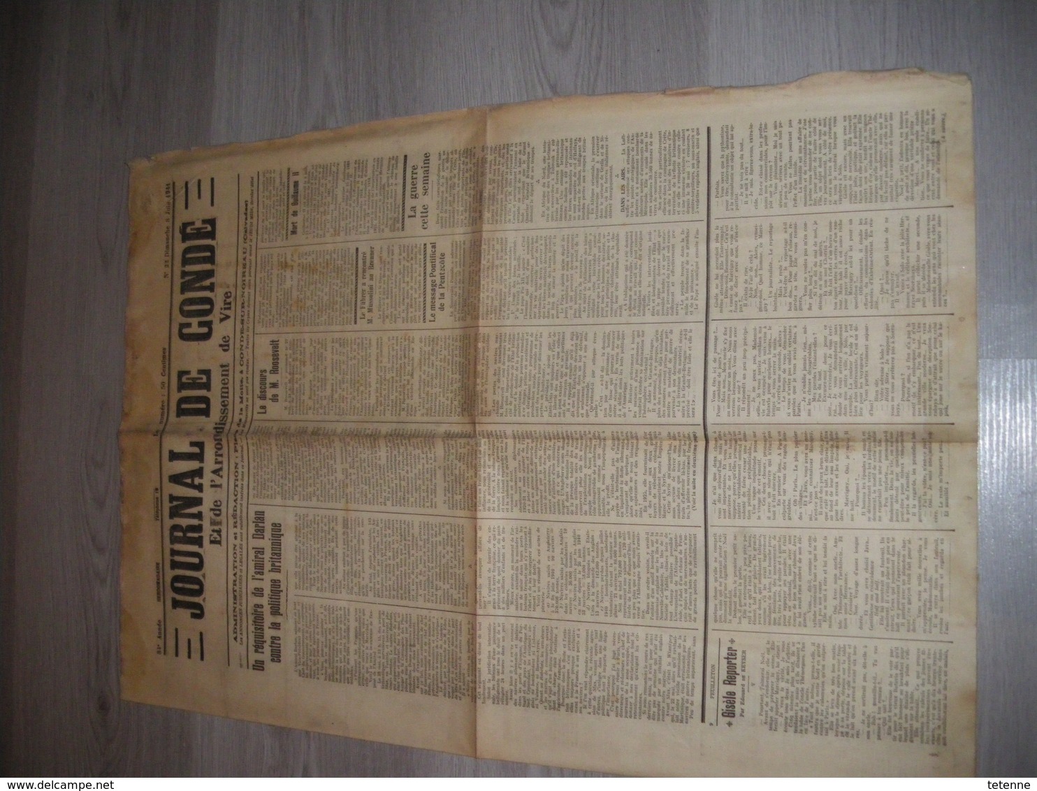 Lot De 6 Exemplaires JOURNAL DE CONDE (sur Noireau Et L'arrondissement De Vire.Juin Et Juillet 1941 No 22 23 24 25 27 28 - Autres & Non Classés