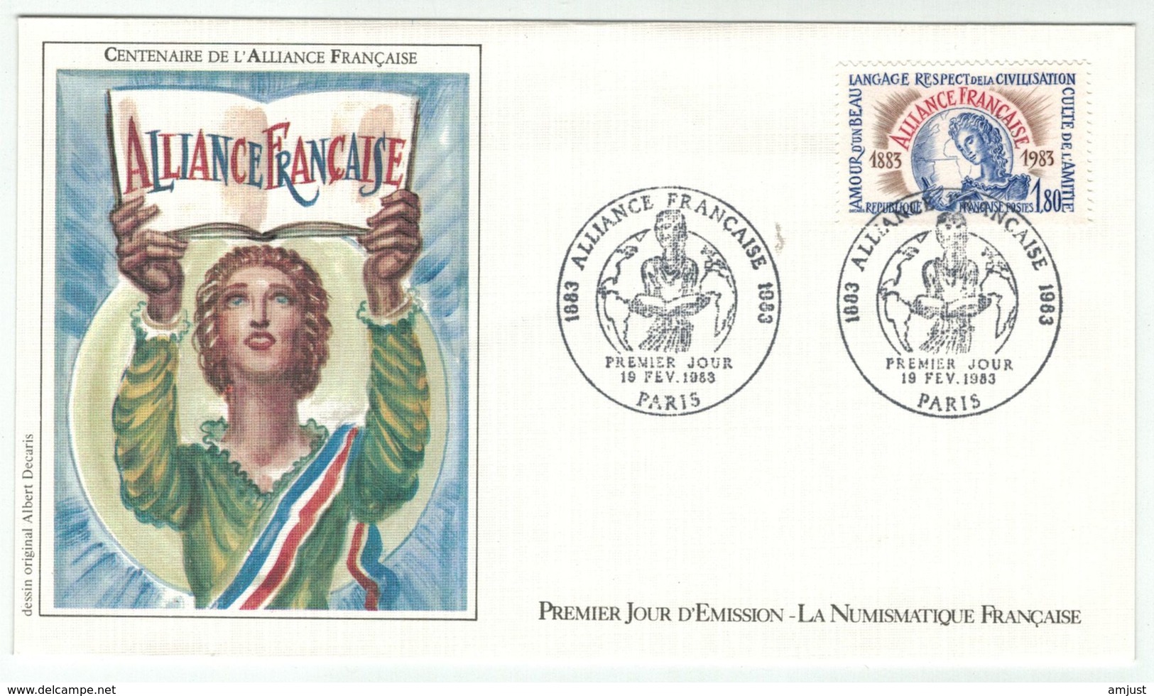 France // FDC // 1980-1989 // 1983 //  FDC Du 19.02.1983 Centenaire De L'alliance Française - 1980-1989