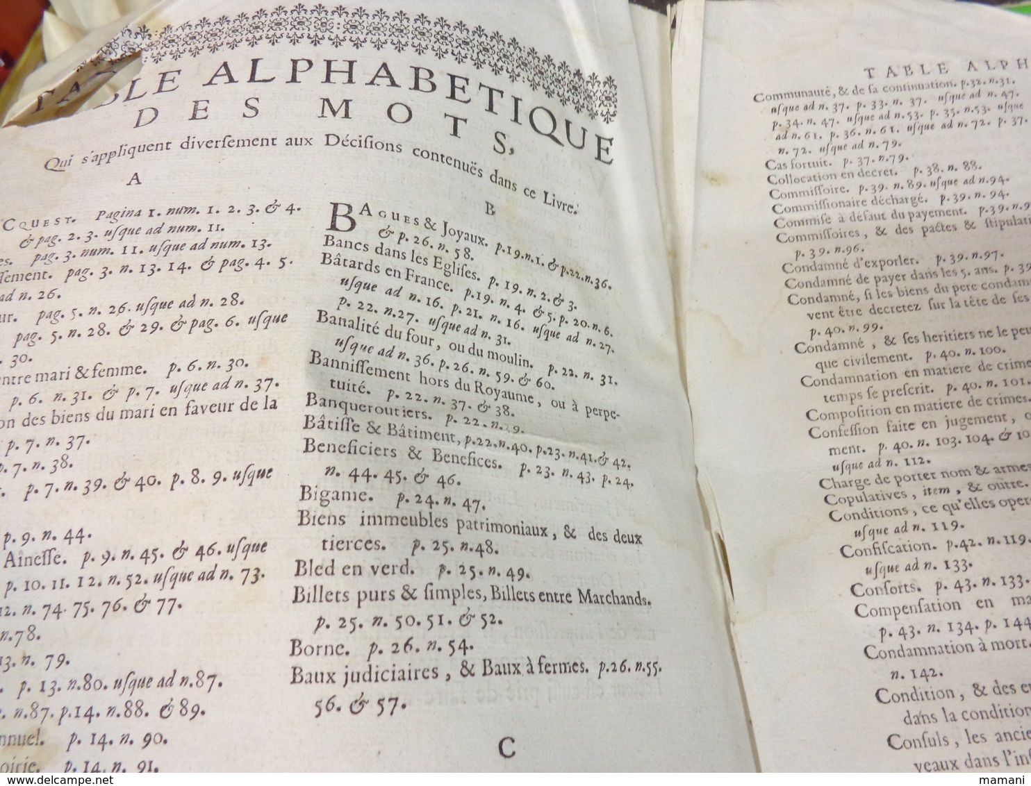 3 eme decisions sommaires du palais lapeyrere par lettre alphabetique illustree de notes -examine par dudon 1705