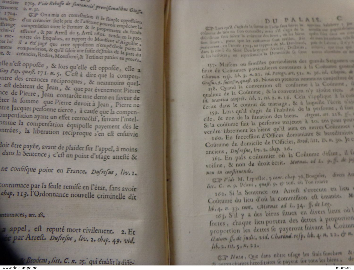 3 eme decisions sommaires du palais lapeyrere par lettre alphabetique illustree de notes -examine par dudon 1705