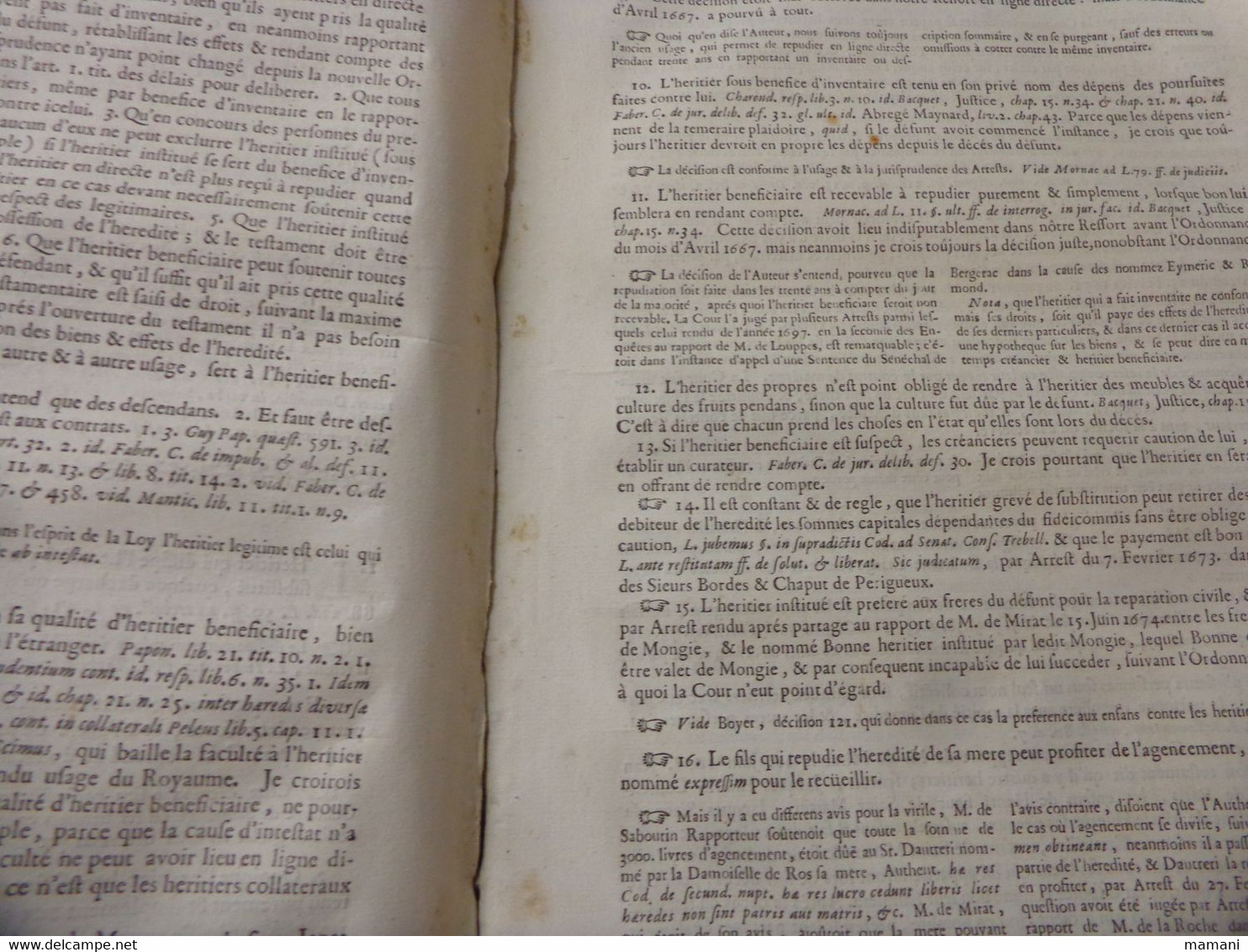 3 eme decisions sommaires du palais lapeyrere par lettre alphabetique illustree de notes -examine par dudon 1705