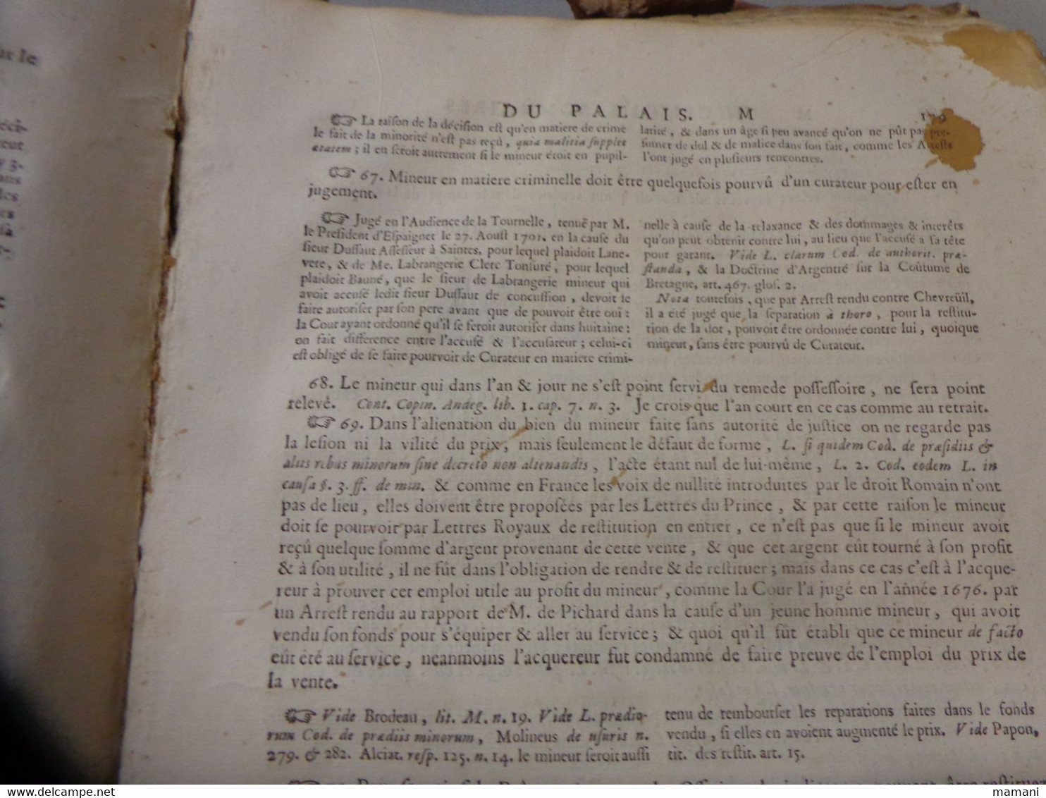 3 eme decisions sommaires du palais lapeyrere par lettre alphabetique illustree de notes -examine par dudon 1705