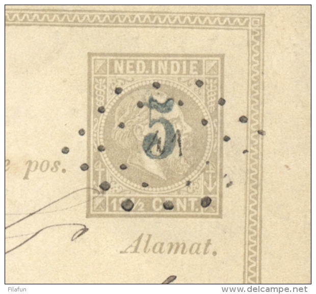 Nederlands Indië - 1879 - Kleinrond En Puntstempel TJIANDJOER Op Briefkaart G4 - Na Posttijd - Naar Bogor - Netherlands Indies