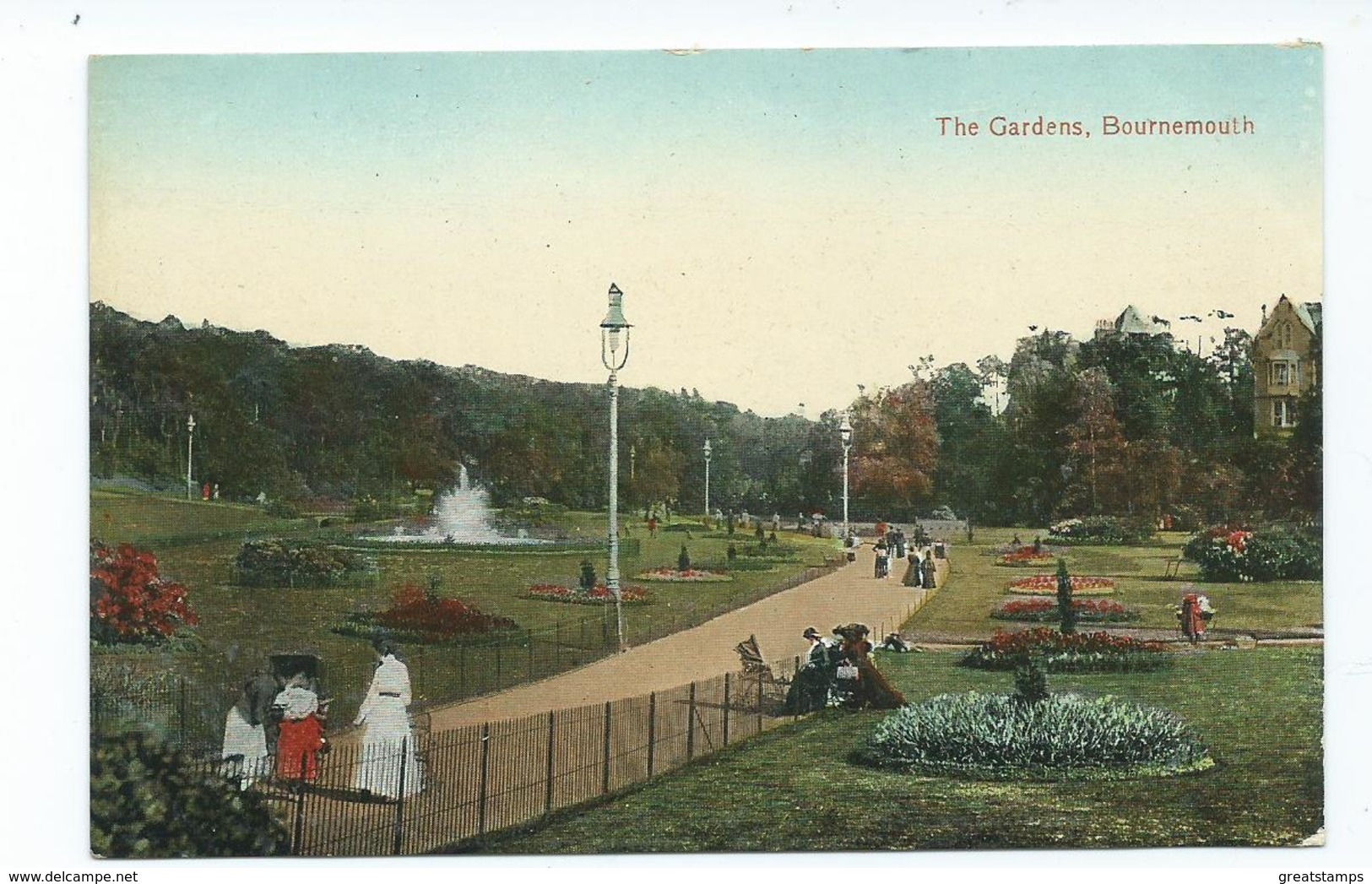 DORSET POSTCARD 1930S The Gardens  Unused Valentines Bournemouth - Bournemouth (depuis 1972)