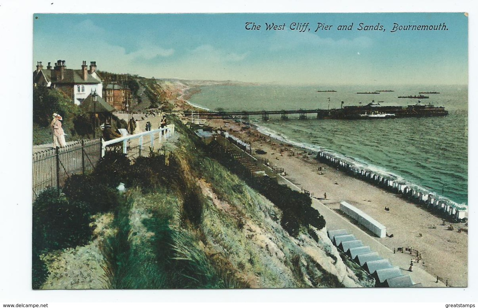 DORSET POSTCARD 1930S West Cliff And Pier Unused Valentines Bournemouth - Bournemouth (from 1972)