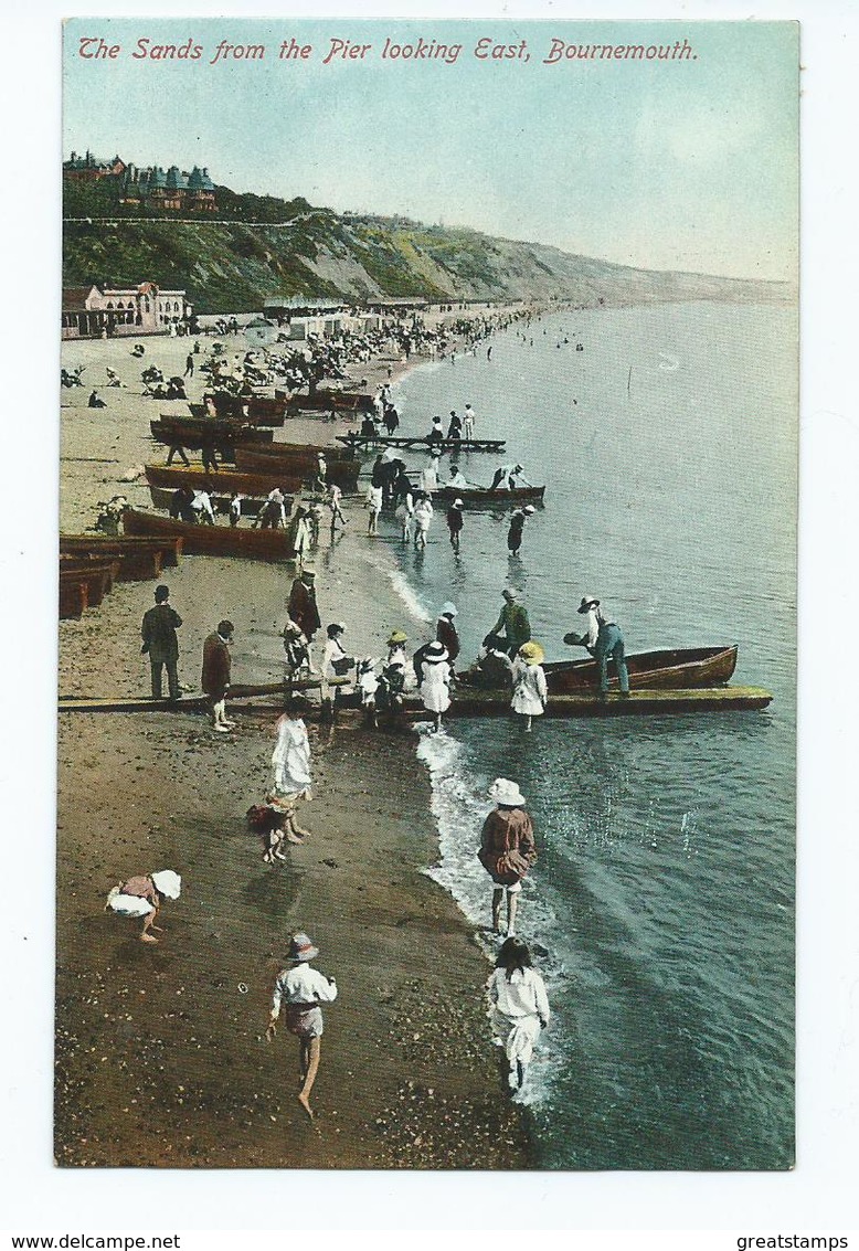 DORSET POSTCARD 1930S Bournemouth Sands From The Pier   Unused  J. Welch - Bournemouth (from 1972)