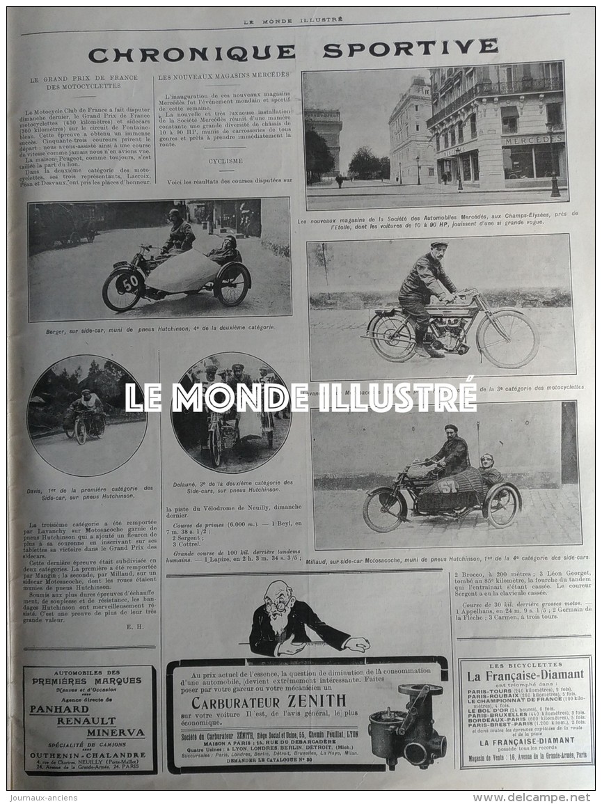 1913 INVENTION CHEMINS DE FER - BAYONNE - HYDROPLANE - L' ILE DE MARKEN - GRAND PRIX MOTOCYCLETTES