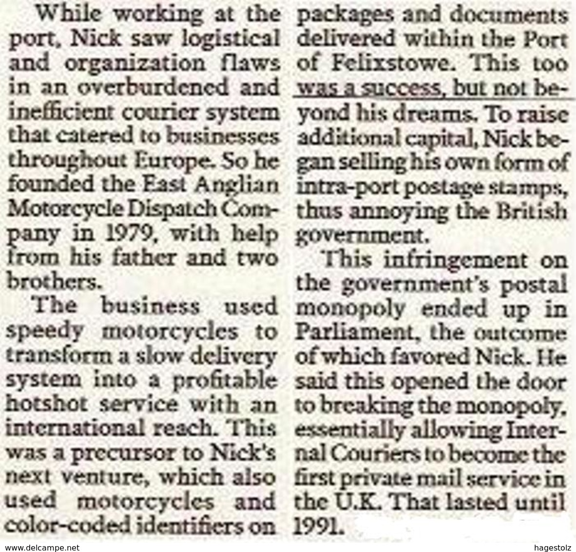 MOTORCYCLE GB UK 1983 FELIXSTOWE INTERNAL COURIERS Private Local Post Cover Motorbike Motorrad Moto Cycling Privatpost - Motorbikes