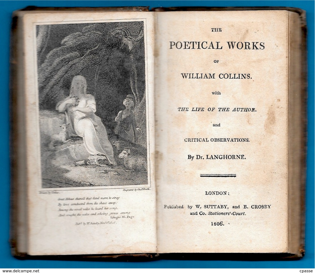 1806 Little Book THE POETICAL WORKS Of WILLIAM COLLINS Born 1721 Dead 1759 CHICHESTER * Poésie Poetry - 1800-1849