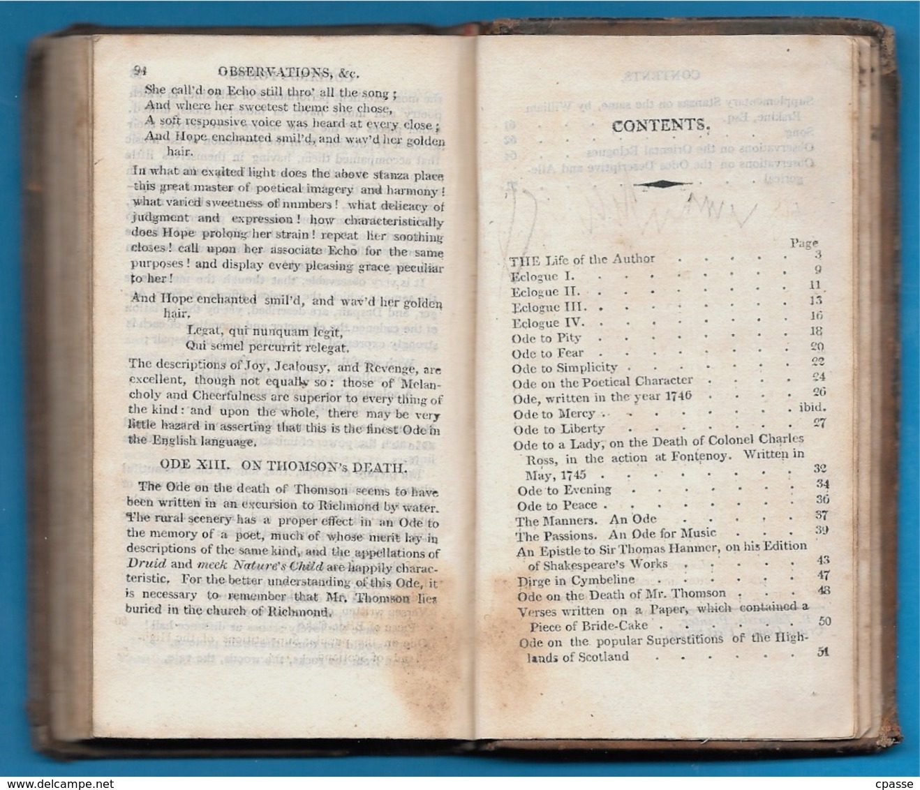 1806 Little Book THE POETICAL WORKS Of WILLIAM COLLINS Born 1721 Dead 1759 CHICHESTER * Poésie Poetry - 1800-1849