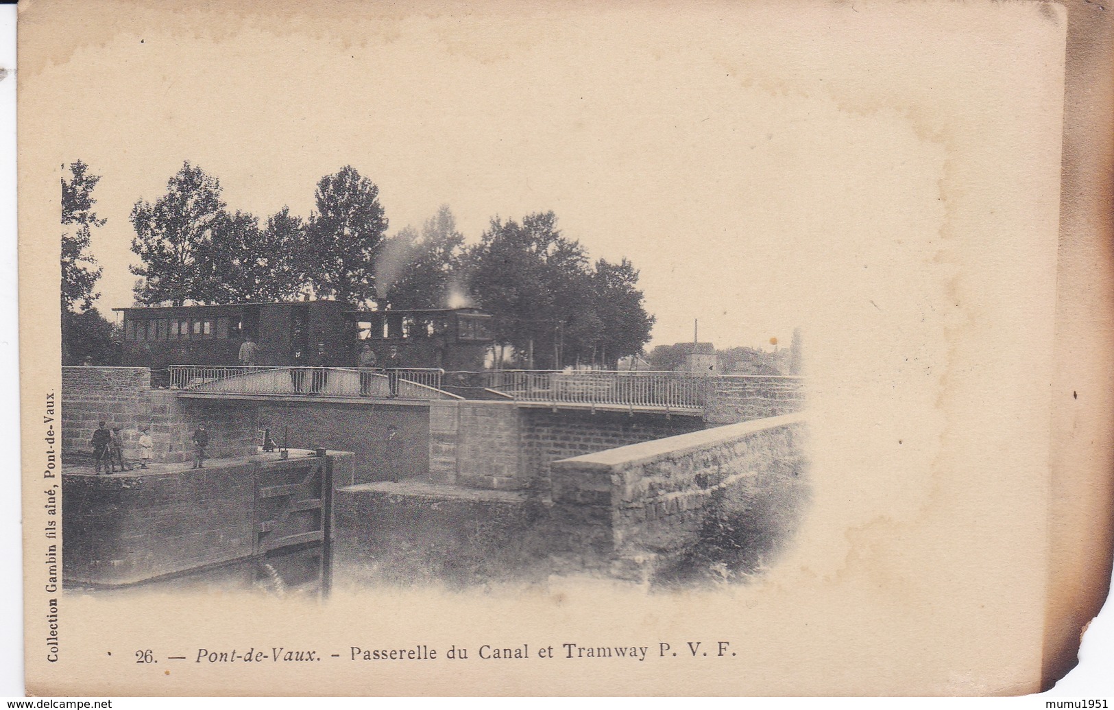 PONT DE VAUX 01 AIN PASSERELLE DU CANAL ET TRAMWAY P.V.F. BELLE CARTE RARE !!! - Pont-de-Vaux