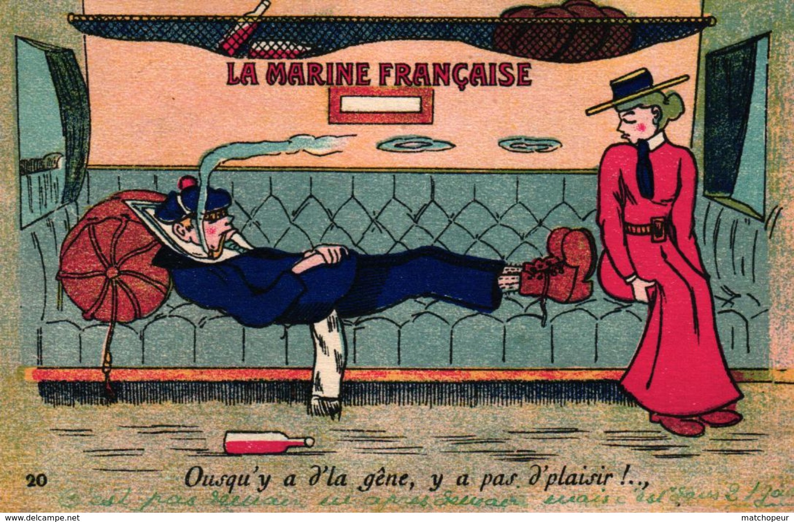 CPA ILLUSTRATEUR LA MARINE FRANCAISE - OUSQU'Y A D'LA GENE Y A PAS DE PLAISIR - 1900-1949