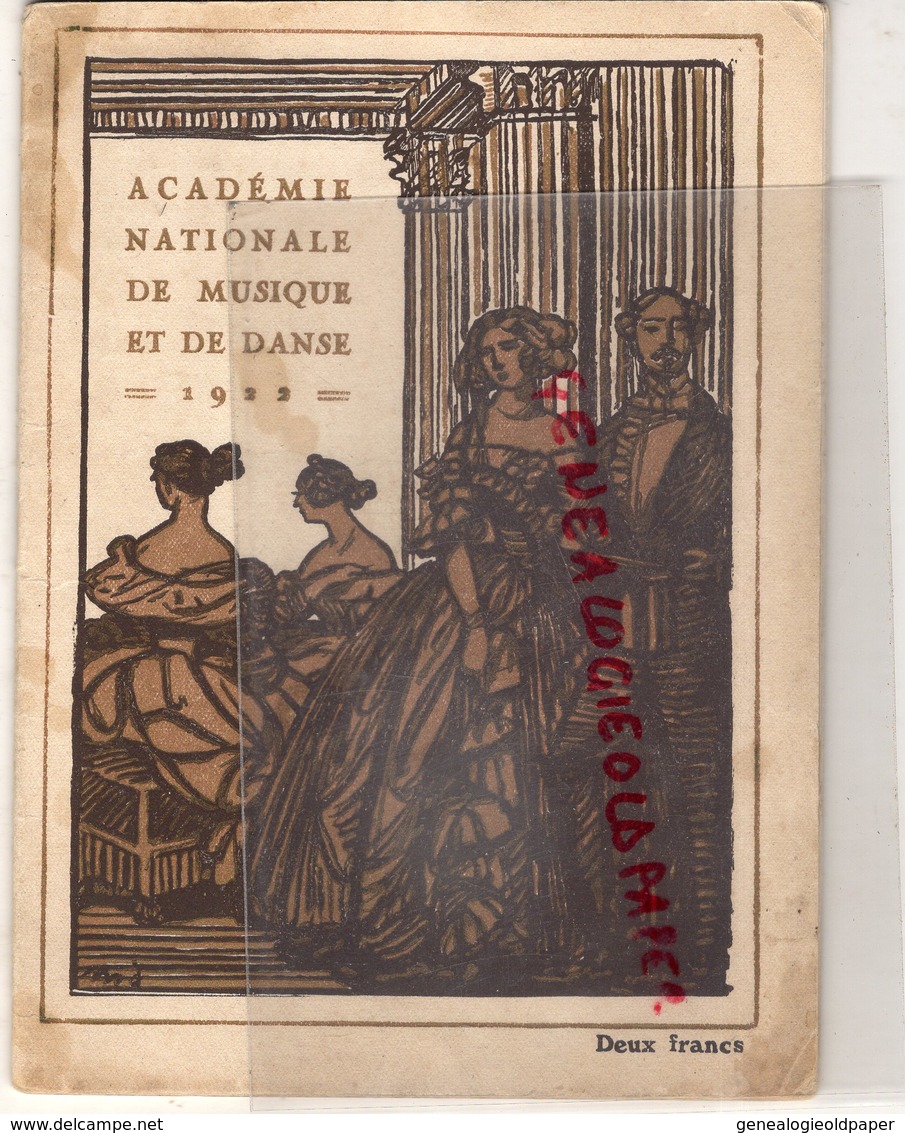 75- PARIS- PROGRAMME ACADEMIE NATIONALE MUSIQUE DANSE-OPERA- 1922-LA VALKYRIE-WAGNER-CHEVILLARD-DEMOUGEOT-BOURDON-LAVAL - Programmes